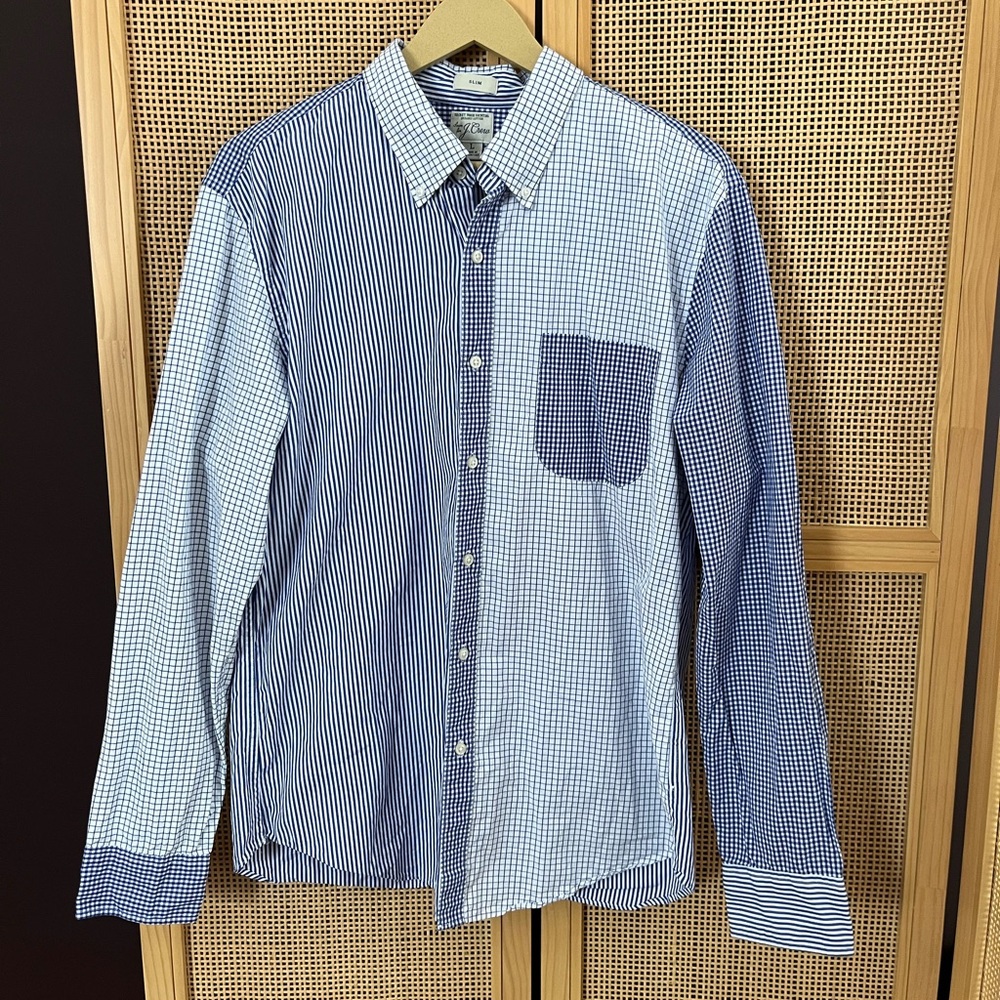 Jcrew Men’s L Mixed Pattern Long Sleeve Button Down
